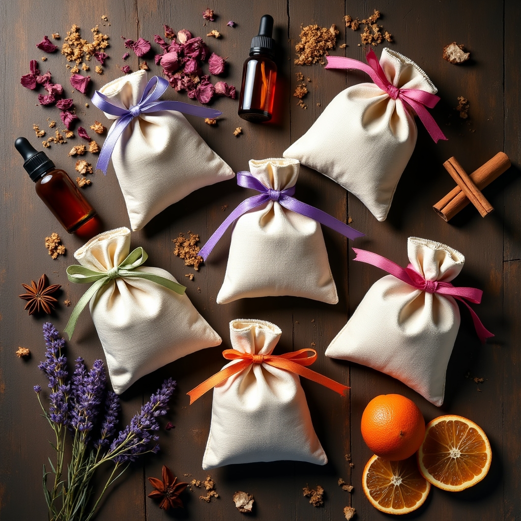 Ароматические саше с сухоцветами и специями