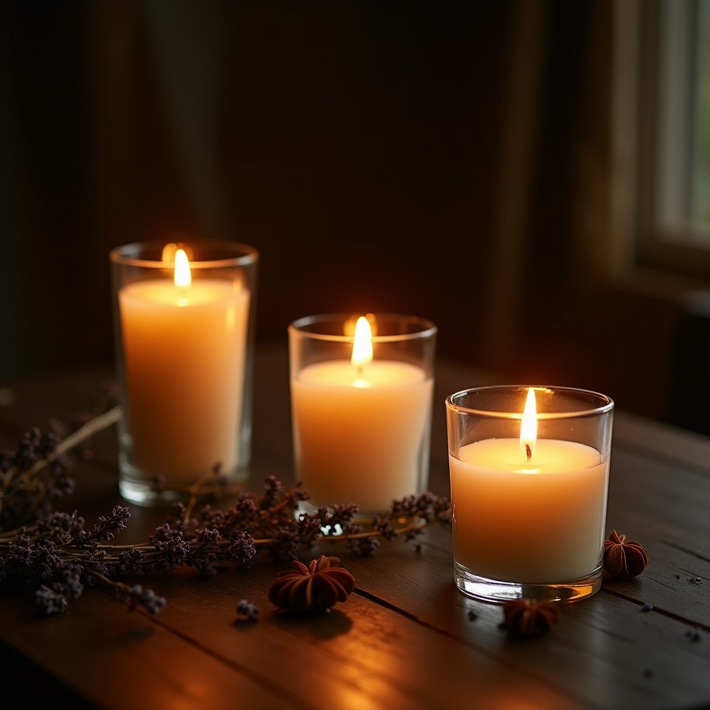 Свечи из соевого воска с тёплым свечением