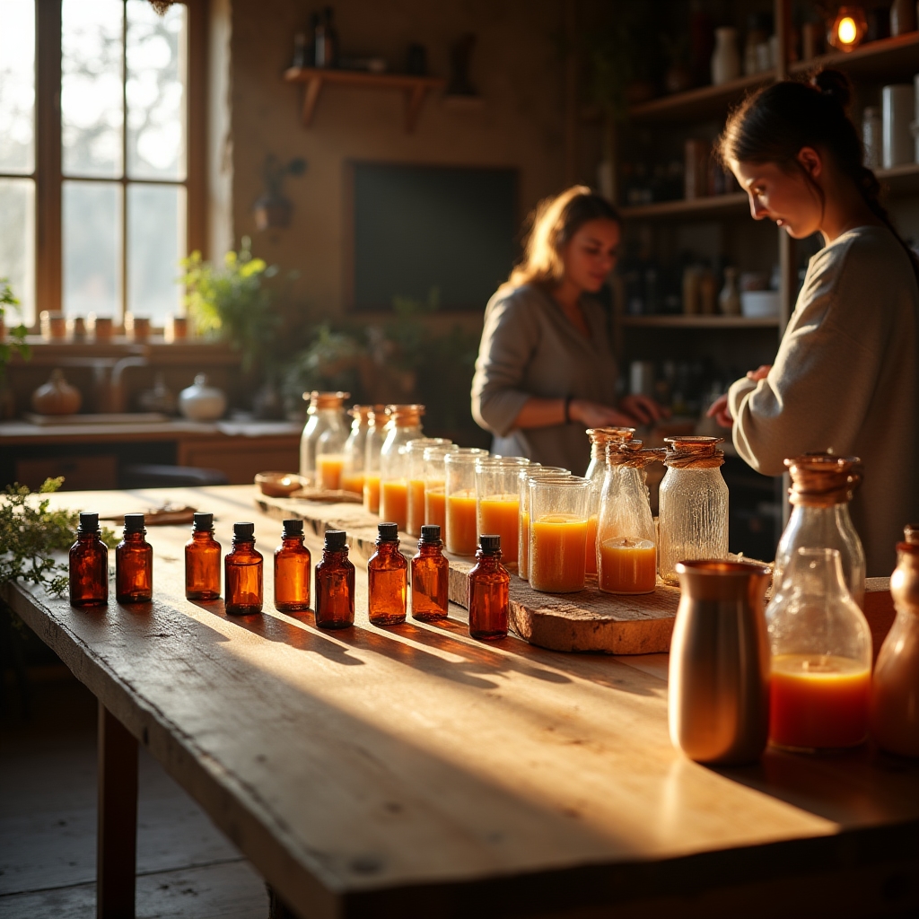 Интерьер мастерской с тёплым освещением