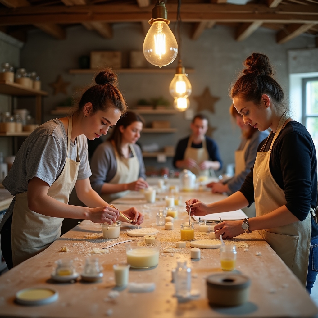 Участники мастер-класса за работой в мастерской